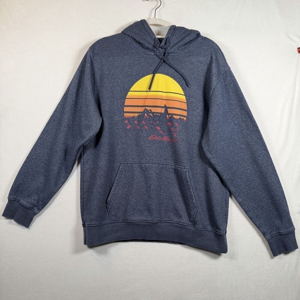 Eddie Bauer Graphic Hoodie Sweatshirt Men’s Large Sunset Mountain Pullover